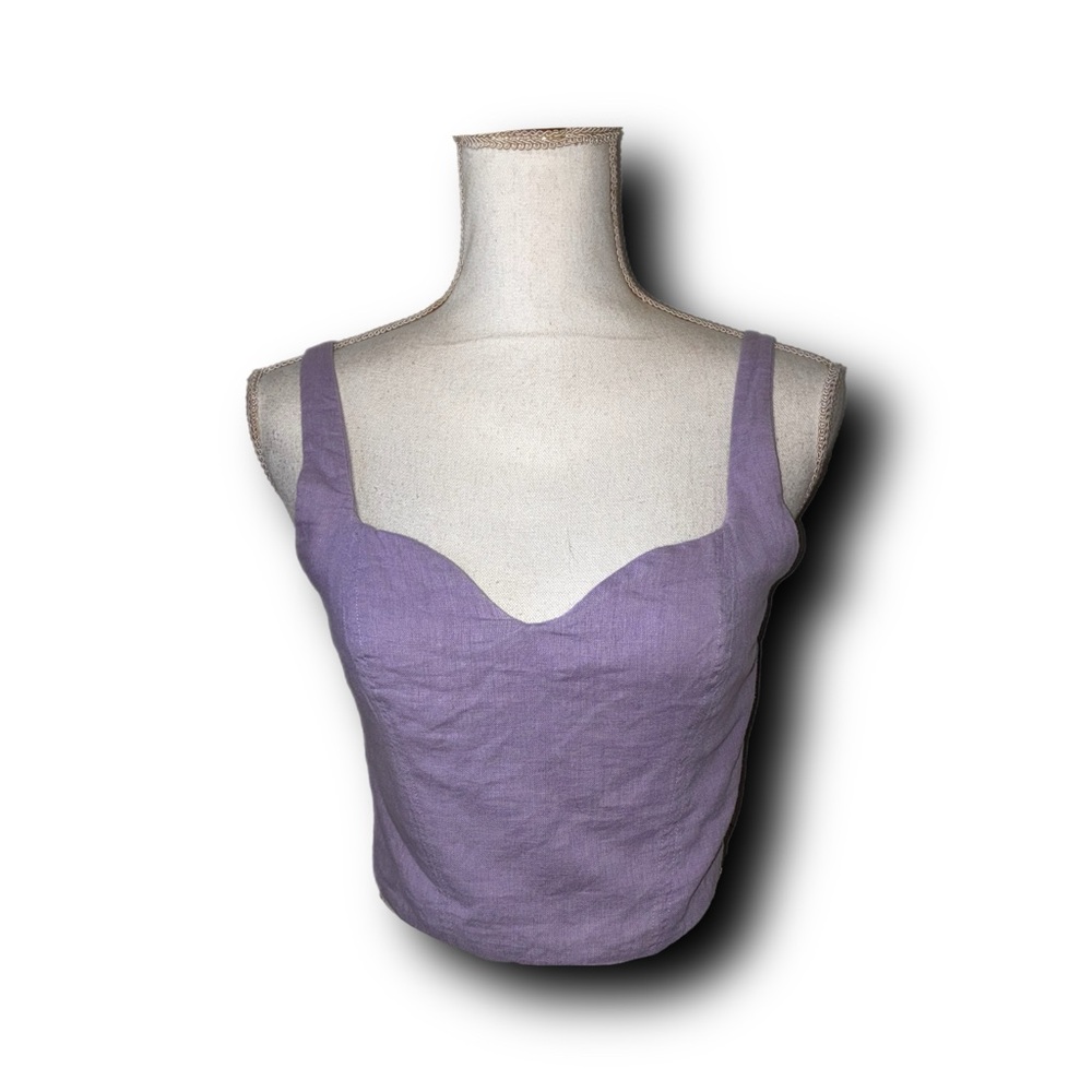 Abercrombie & Fitch Lilac Linen-Feel Sweetheart Crop Top